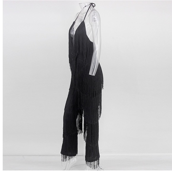 NEW! Black Fringe Jumpsuit - Picture 3 of 7